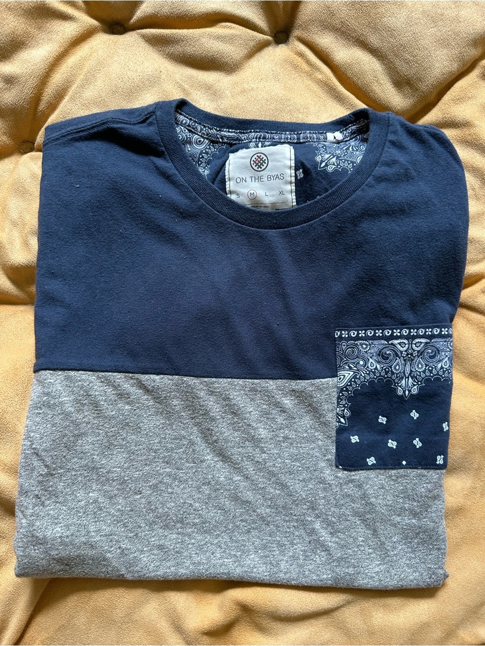 on the byas Navy and Gray Colorblock Short-Sleeve Pocket Tee